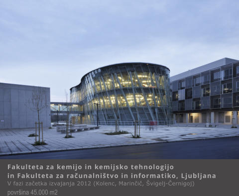Fakulteta za kemijo in kemijsko tehnologijo  in Fakulteta za ra�unalni�tvo in informatiko, Ljubljana V fazi za�etka izvajanja 2012 (Kolenc, Marin�i�, �vigelj-�ernigoj) povr�ina 45.000 m2
